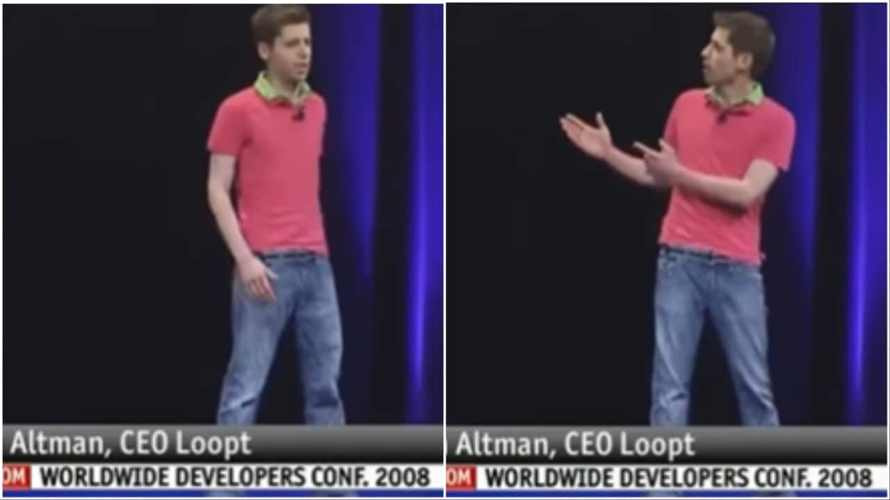 Watch neon-clad OpenAI CEO Sam Altman pitch his first startup at 19. Viral video