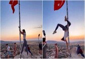 Tourist gets into trouble after pole dancing on Turkish flagpole. Video