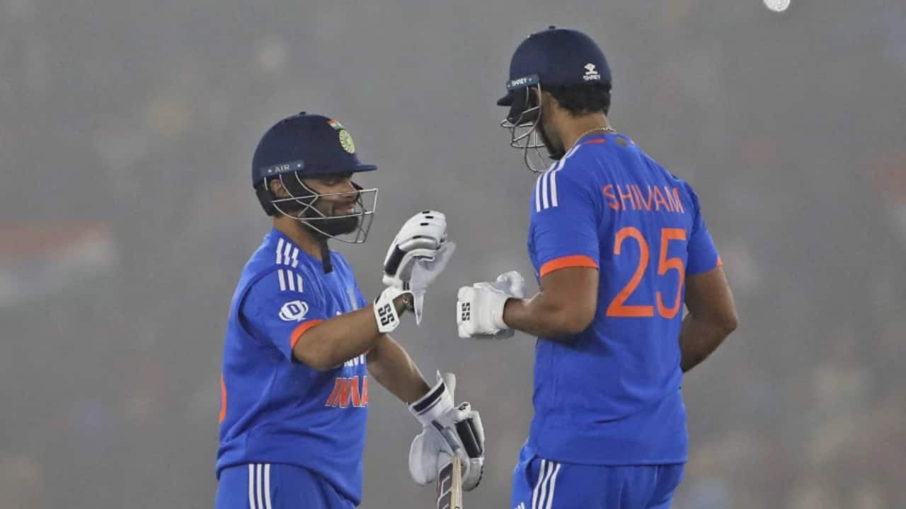 Rinku Singh is the other specialist batter in the squad. If he plays, Shivam Dube may have to sit out. Dube is strong against spinners. Rinku has the reputation of being the finisher. But Jitesh’s inclusion means both are out unless a bowler is omitted. (AP Photo)