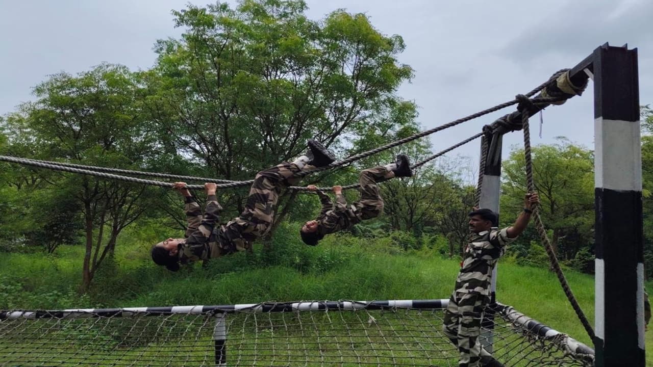 Rigorous eight-week commando course underway at Barwaha, Madhya Pradesh. Rigorous eight-week commando course underway at Barwaha, Madhya Pradesh.