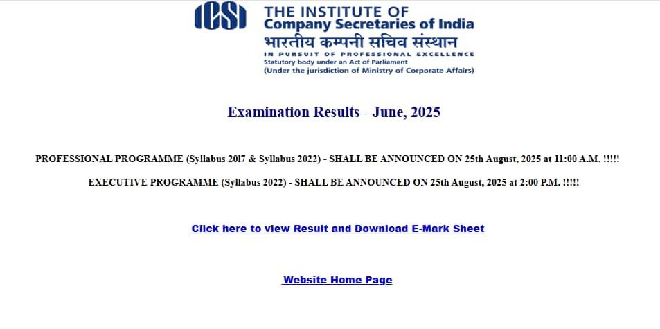 ICSI CS Result 2025 OUT @ icsi.edu today; direct link to CS Executive & Professional results here