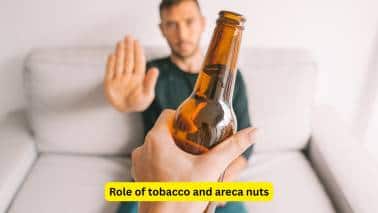 Role of tobacco and areca nuts Chewing areca nuts and consuming tobacco may lead to carcinoma tongue. Other premalignant lesions like erythroplakia and leukoplakia may also play a role. Carcinoma tongue can be of multiple types, like papillary, ulcerative, or indurated. A painless ulcer or swelling may be seen on the tongue.(Image: Canva)