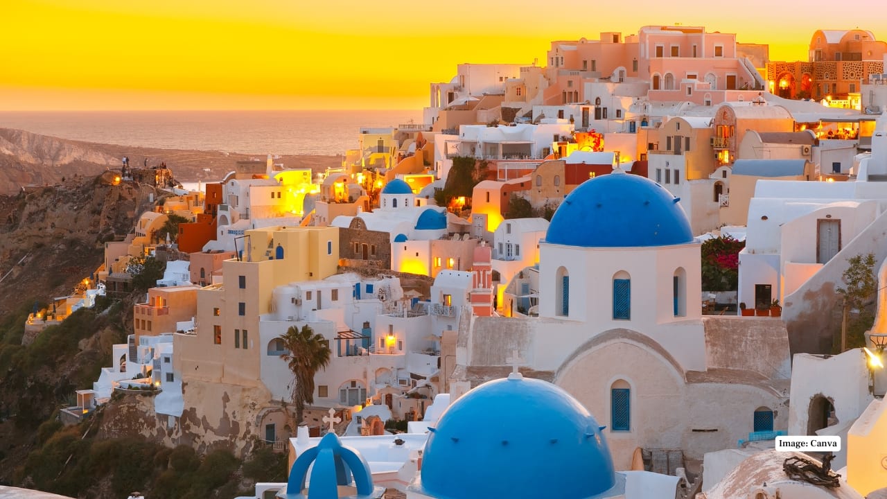 4. Greece Beyond whitewashed houses, Greece shines with blue-domed churches, blooming bougainvillea, and sparkling seas. Islands like Santorini and Mykonos capture an artist’s imagination, with timeless colors blending naturally into stunning coastal landscapes. (Image: Canva)