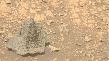NASA’s Perseverance rover snapped an image of an unusual rock on 5 August 2025. (Image: NASA)