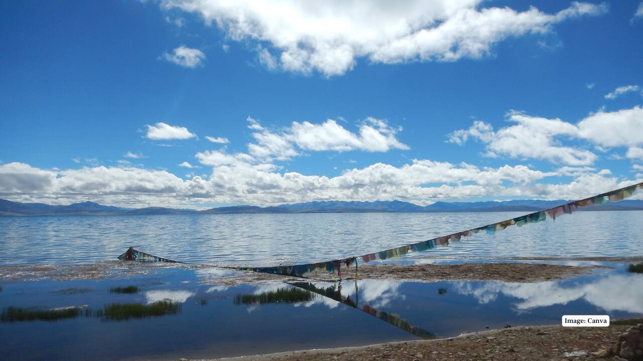 10. Manasarovar Lake, Tibet A sacred Himalayan lake, Manasarovar changes from crystal blue to emerald green with seasonal winds and sunlight, adding to its spiritual and scenic allure. (Image: Canva)