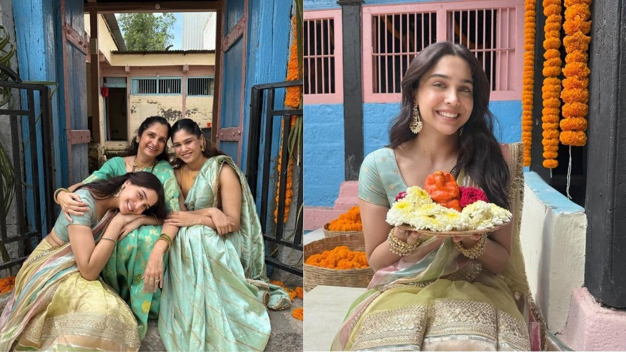 Sharvari rings in Ganesh Chaturthi with family, sarees and modaks, see pics