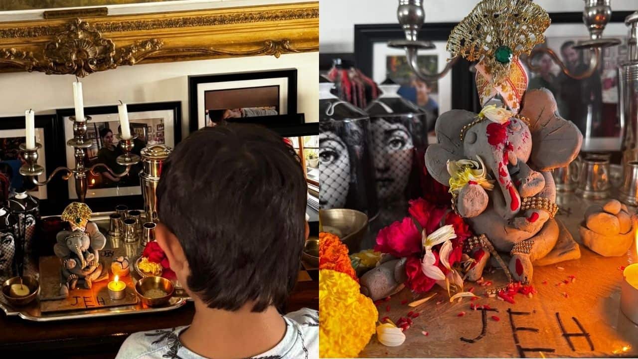 Kareena Kapoor celebrates Ganesh Chaturthi with eco friendly Ganesha; Jeh joins in prayer