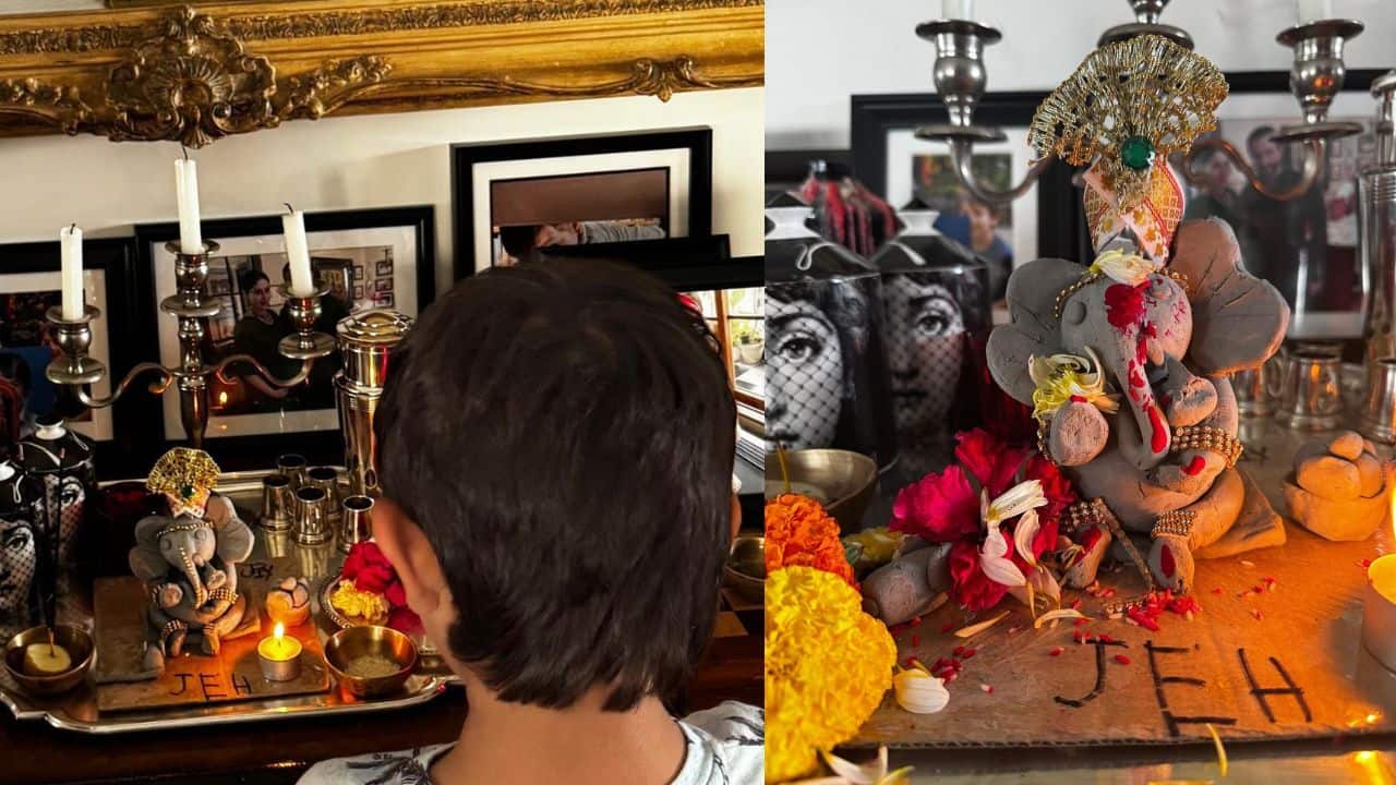 Kareena Kapoor Khan Kareena Kapoor Khan gave fans a peek into her home celebrations as her younger son Jeh was seen offering prayers to Lord Ganesha. The Ganpati idol was crafted with simplicity, surrounded by marigold flowers and lit diyas. The moment beautifully captured Jeh’s innocence and the family’s traditions. Kareena Kapoor Khan Kareena Kapoor Khan gave fans a peek into her home celebrations as her younger son Jeh was seen offering prayers to Lord Ganesha. The Ganpati idol was crafted with simplicity, surrounded by marigold flowers and lit diyas. The moment beautifully captured Jeh’s innocence and the family’s traditions.