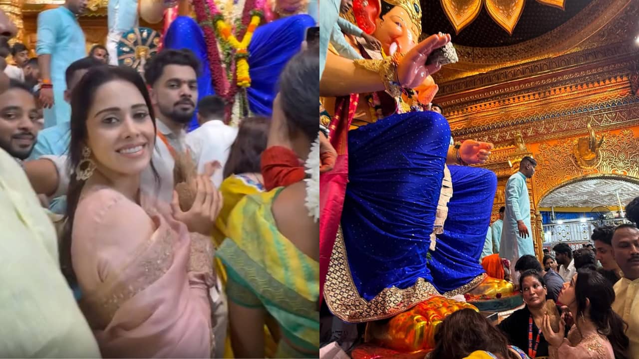 Nushrratt Bharuccha seeks blessings at Lal Baugcha Raja on Ganesh Chaturthi, See pics