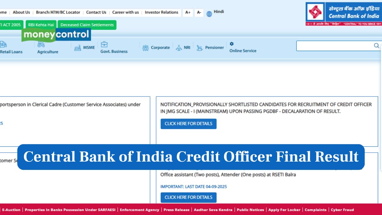 Central Bank of India Credit Officer Final Result 2025 Released; check link to download here Central Bank of India Credit Officer Final Result 2025 Released; check link to download here