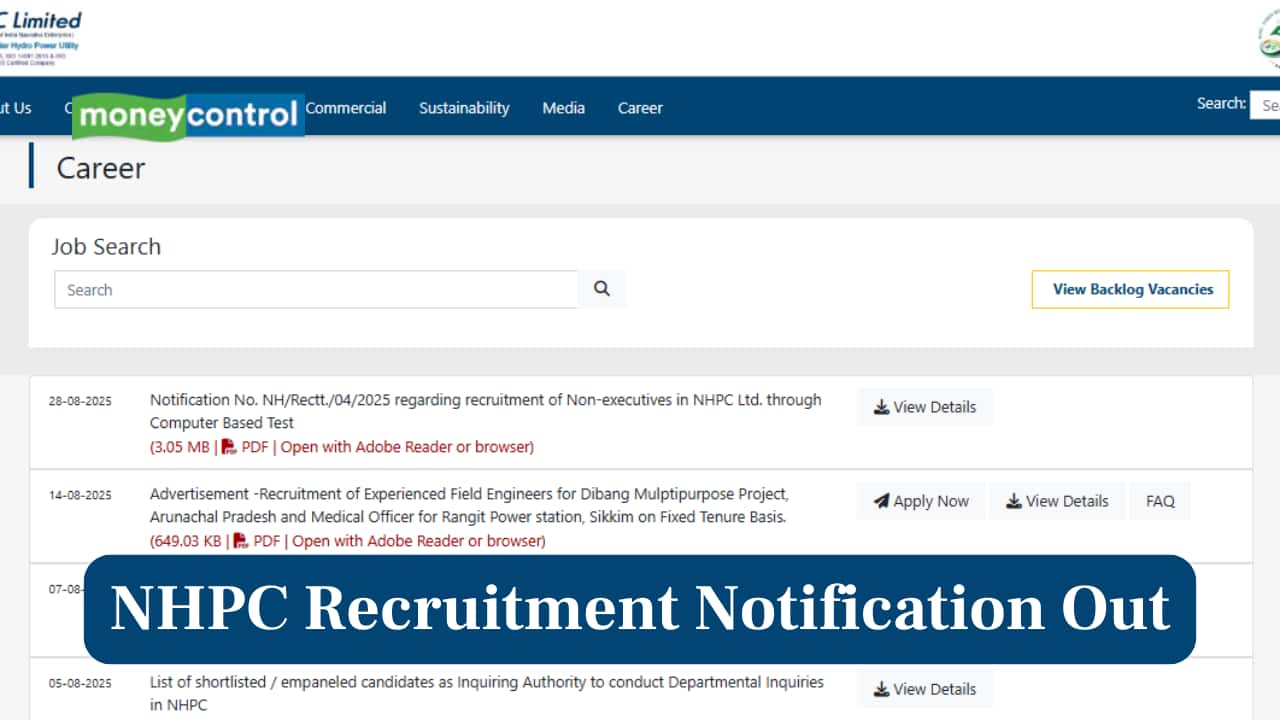 NHPC Recruitment 2025: Notification Out for 248 JE and Non Executive vacancies; check details here NHPC Recruitment 2025: Notification Out for 248 JE and Non Executive vacancies; check details here