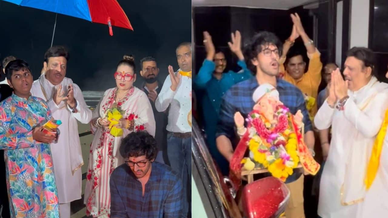 Govinda, Sunita and Son Yashvardhan perform Aarti, chant ‘Bappa Morya’ before Ganesh Visarjan: Watch