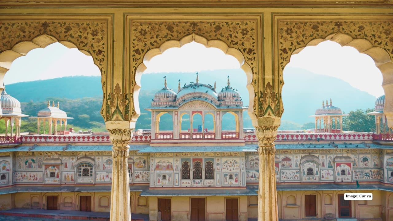 10. Sisodia Rani Garden – Romantic Escape With fountains, pavilions, and Radha-Krishna murals, this garden is made for dreamy, romantic frames. A serene pause from Jaipur’s bustling streets. (Image: Canva)
