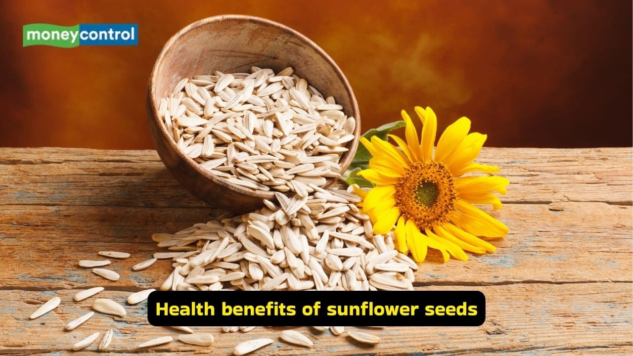 Sunflower seeds: For skin and hair  Recommended daily intake: 1 tbsp Health benefits of sunflower seeds: These seeds are a good source of vitamin E and selenium, which helps keep your skin glowing, hair healthy and protect cells from oxidative stress. 