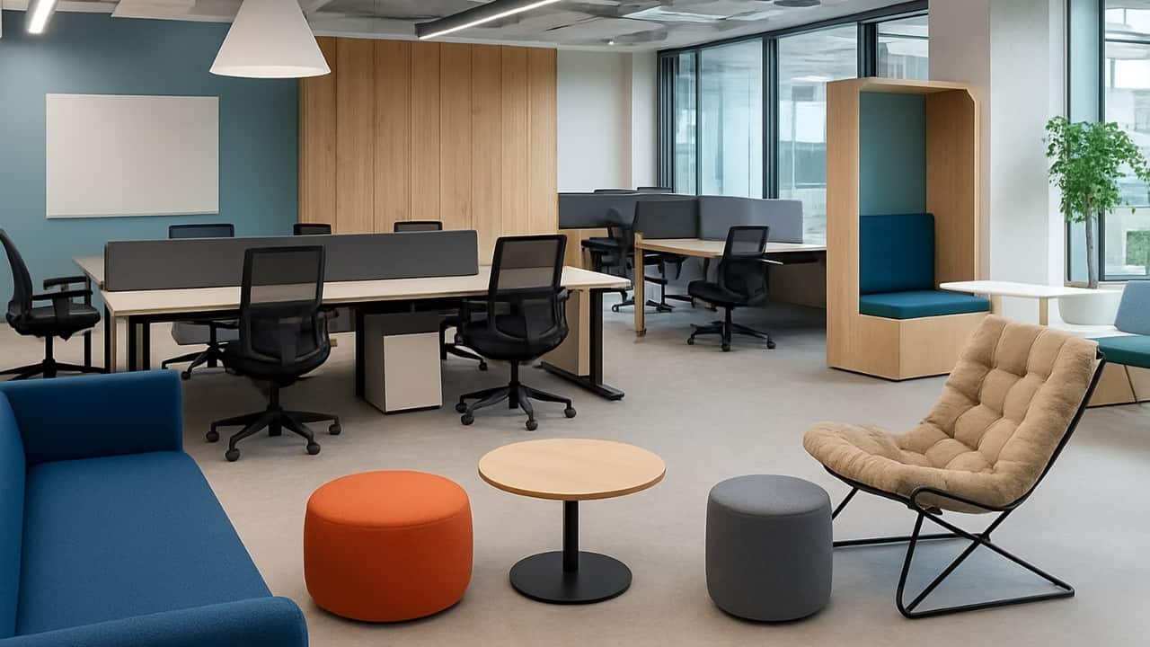 Ergonomically designed workspaces with modern aesthetics boost productivity Ergonomically designed workspaces with modern aesthetics boost productivity