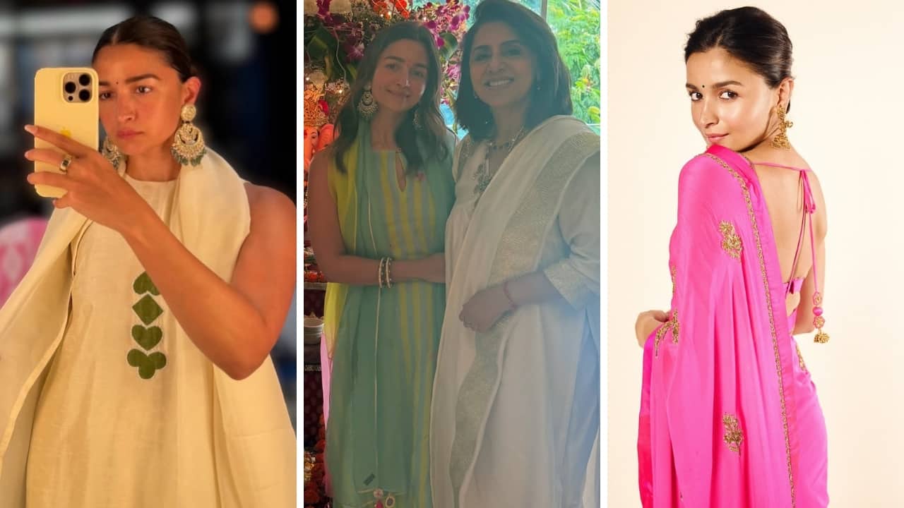 Alia Bhatt’s rani pink saree took 275 hours of hand embroidery, decoding her three Ganesh Chaturthi looks