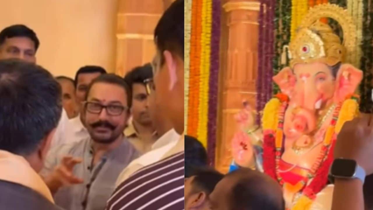 Aamir Khan seeks blessings at Ashish Shelar’s Ganesh Pandal amidst Ganesh Chaturthi celebrations: Watch