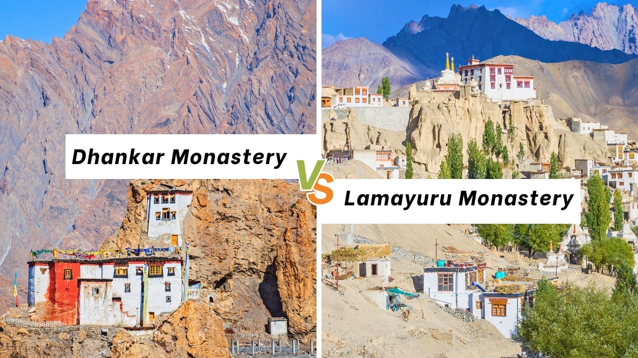 5. Cultural Gems Spiti – Dhankar Monastery: Dramatically perched above the Spiti and Pin Rivers’ confluence, this monastery combines history, architecture, and breathtaking landscapes. Ladakh – Lamayuru Monastery: Surrounded by moonlike landscapes, Lamayuru enchants visitors with ancient murals and a mystical atmosphere. (Image: Canva)