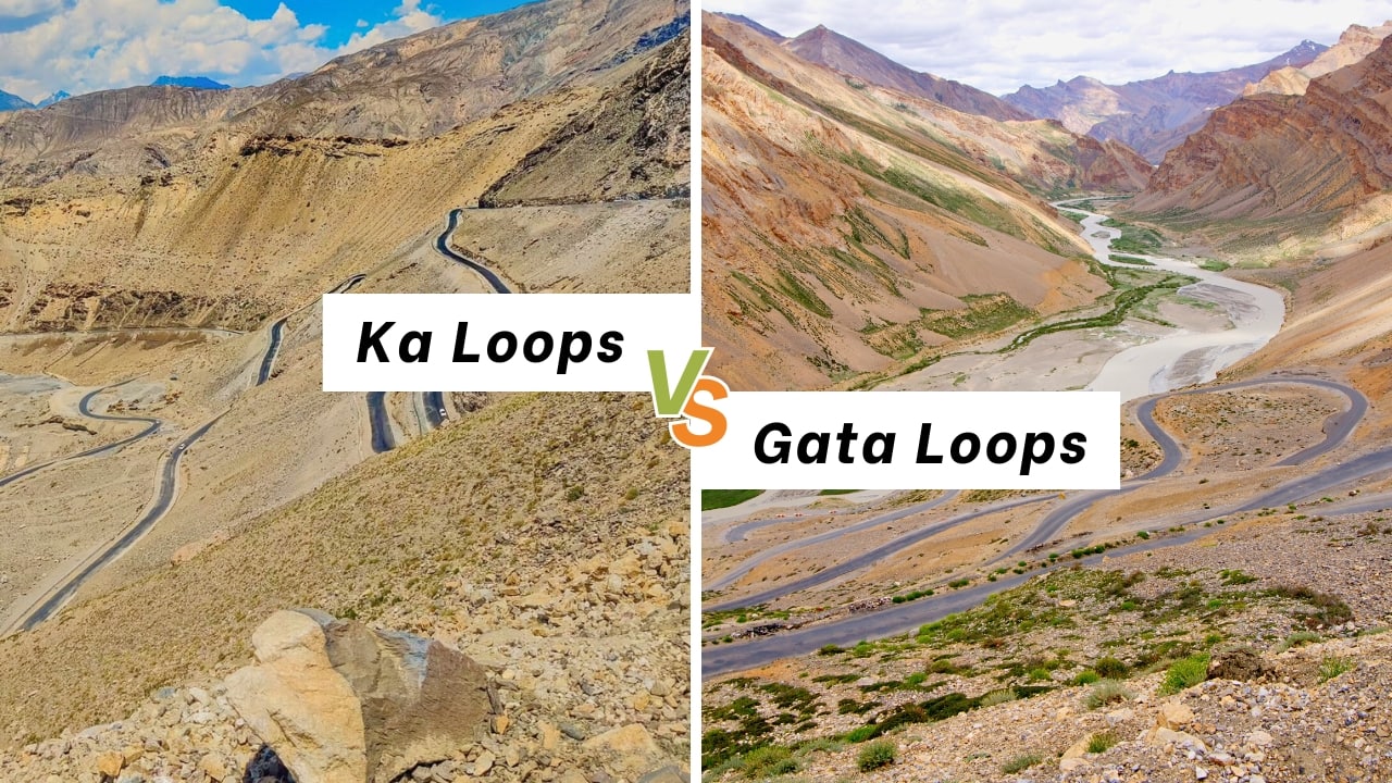 7. Winding Road Adventures Spiti – Ka Loops: Hairpin bends and breathtaking mountain scenery make every turn an adrenaline-filled experience. Ladakh – Gata Loops: A dramatic rollercoaster of winding roads that offers epic views for travelers and bikers alike. (Image: Canva &amp; Instagram/ @ryderplanet)