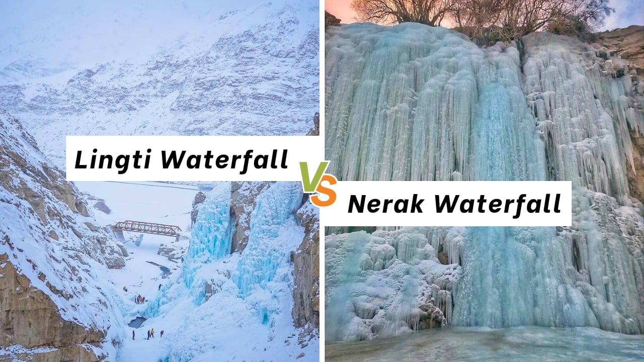 10. Waterfall Wonders Spiti – Lingti Waterfall: A serene cascade tucked in the Himalayas, ideal for relaxation and nature photography. Ladakh – Nerak Waterfall: A mesmerizing waterfall hidden in the mountains, perfect for nature lovers and explorers. (Image: Instagram/ @life.in.himachal &amp; @himalayan_)