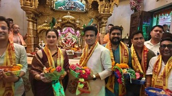 Manoj Bajpayee and Girija Oak seek Ganpati Bappa's blessings at Siddhivinayak temple ahead of Inspector Zende release