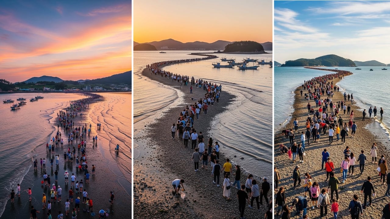 A Real-Life Miracle of Moses: South Korea’s Sea Splits Twice a Year for Only an Hour, Revealing a Road You Can Walk Across