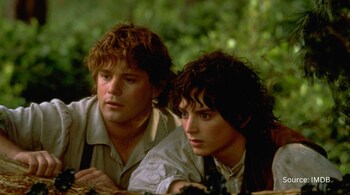 Elijah Wood and Sean Astin in The Fellowship of the Ring