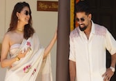 Keerthy Suresh celebrates first Onam husband Antony Thattil in a modern twist to Kasavu saree, see pics