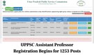 UPPSC Assistant Professor Recruitment: Registration begins for 1253 posts; Direct link to apply here