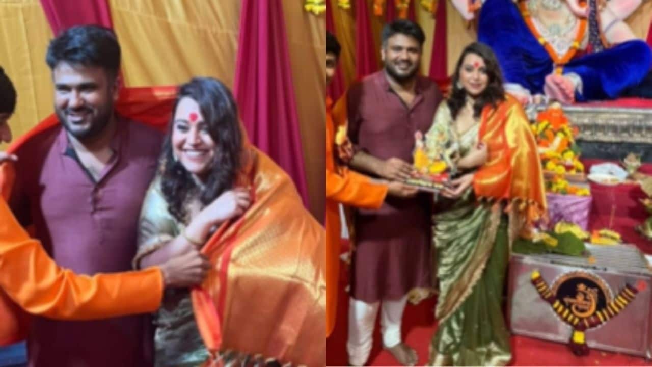 Swara Bhasker with husband Fahad Ahmad join Mumbai’s grand Ganesh Chaturthi celebrations, watch here