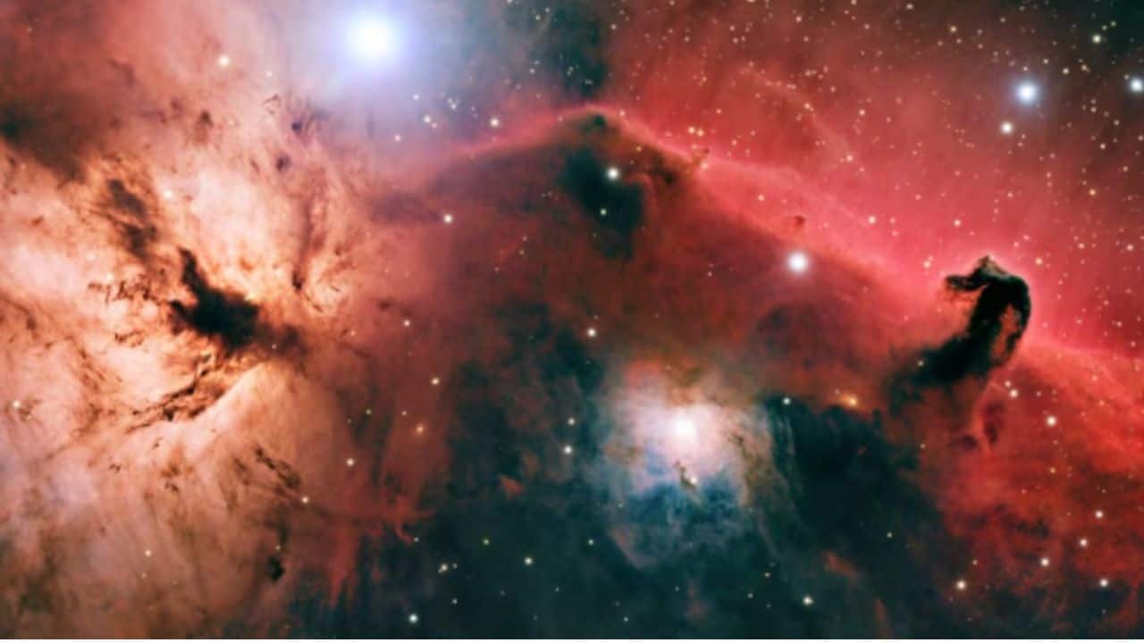 The Horsehead and Flame Nebulas: The Horsehead Nebula is a dark dust cloud against an orange emission nebula, while the Flame Nebula’s filaments and glow reveal cosmic gas and dust in stunning detail.  (Image: NASA)