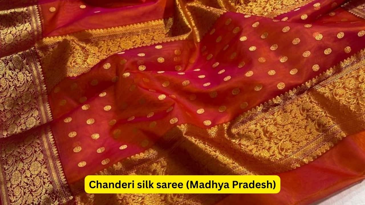 Chanderi silk saree (Madhya Pradesh) Chanderi sarrees are light-weight and sheer materials. The high-end Chanderi sarees cost around ₹40,000 to ₹1 lakh and incorporate both silk and cotton along with zari motifs in either gold or silver. Historically, royal figures have adorned Chanderi sarrees, and they were made for large festive occasions or wedding ceremonies. Although considered festive, they are still among the most-worn garments from all parts of India.(Image: Pinterest)