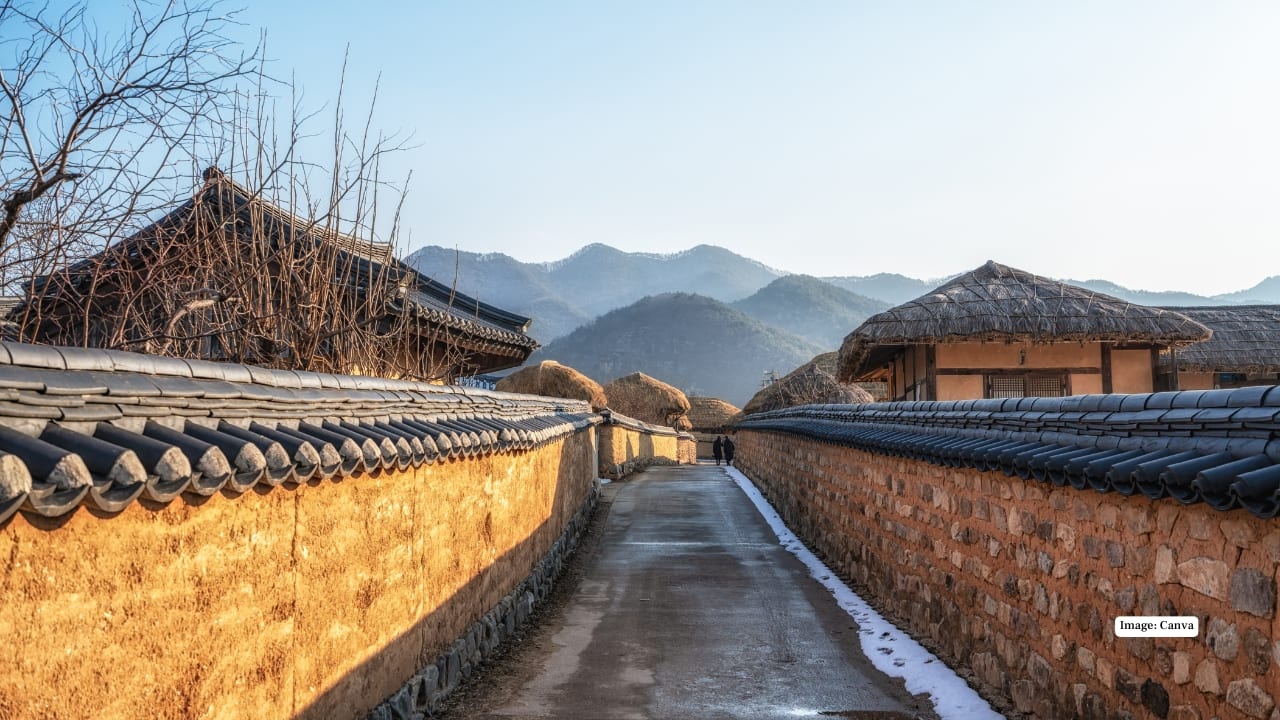 10. Hahoe Folk Village, South Korea – A Step Back in Time Hahoe preserves traditional Korean life like a living museum. Stroll past hanok houses, witness traditional mask dances, and immerse yourself in a culture that has thrived for centuries without losing its soul.(Image: Canva)