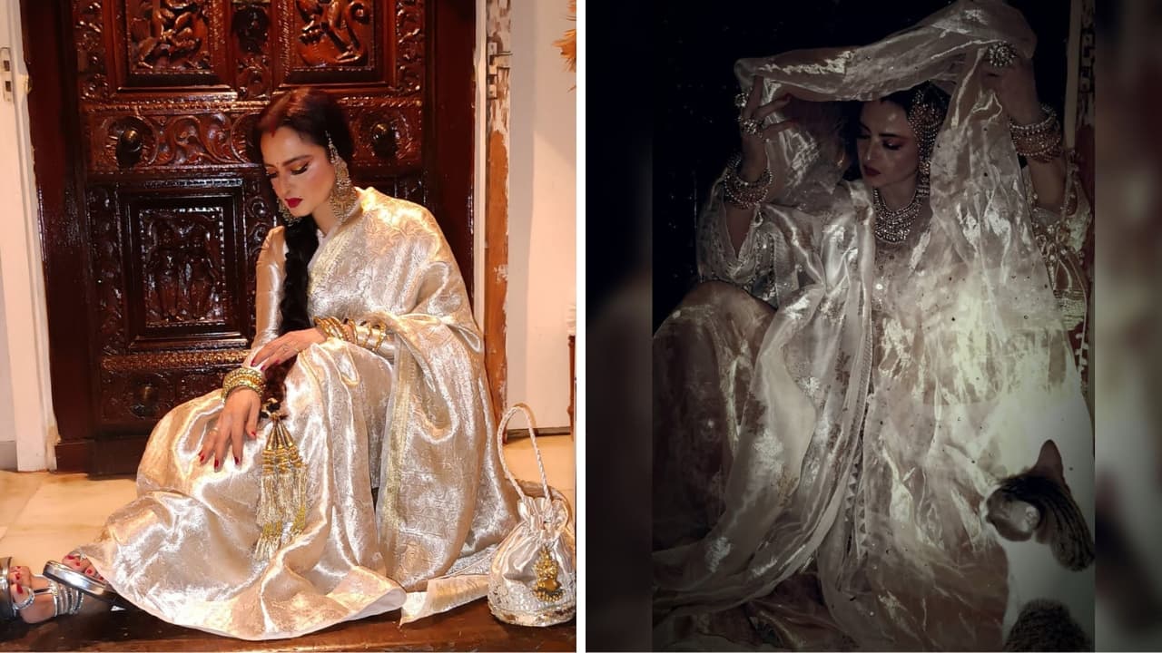 Manish Malhotra recreates Umrao Jaan’s iconic look, styling Rekha in a silver tissue saree