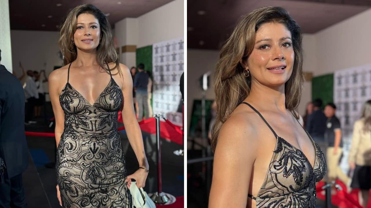 48-year-old Pooja Batra rocks a backless gown at the red carpet of an awards show