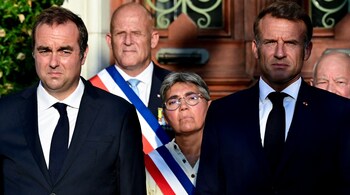 File photo of France's newly appointed prime minister Sebastien Lecornu (L) and France's President Emmanuel Macron.