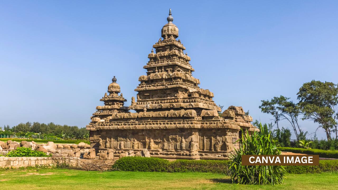 UNESCO gem with intricate carvings, standing strong against the ocean tides.