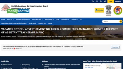 DSSSB Teacher Recruitment 2025: Notification Out for 1180 vacancies at dsssb.delhi.gov.in; details here