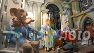 Preparations underway for the upcoming Durga Puja festival in Kolkata. (@ians_india / X)