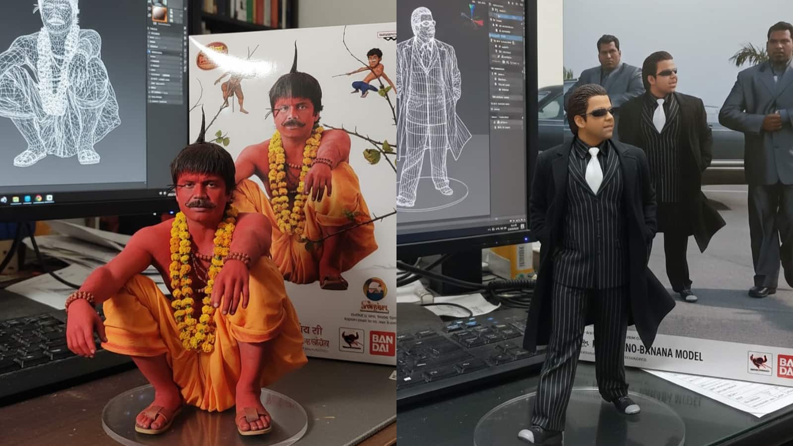Rajpal Yadav Rajpal Yadav's AI model highlights him as Chhote Pandit from Bhool Bhulaiyaa. The second image shows him as Bandya from Chup Chup Ke, both iconic roles loved by fans.
