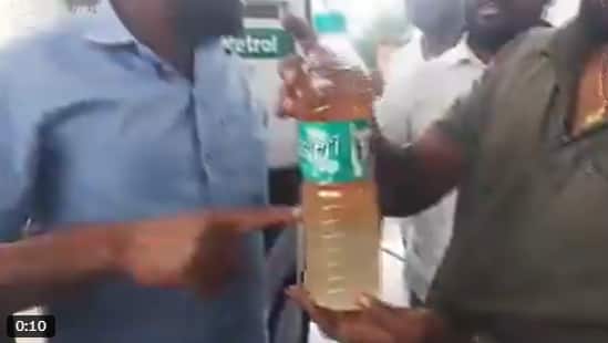 Viral video shows water-mixed fuel at Telangana petrol pump, car engine damaged