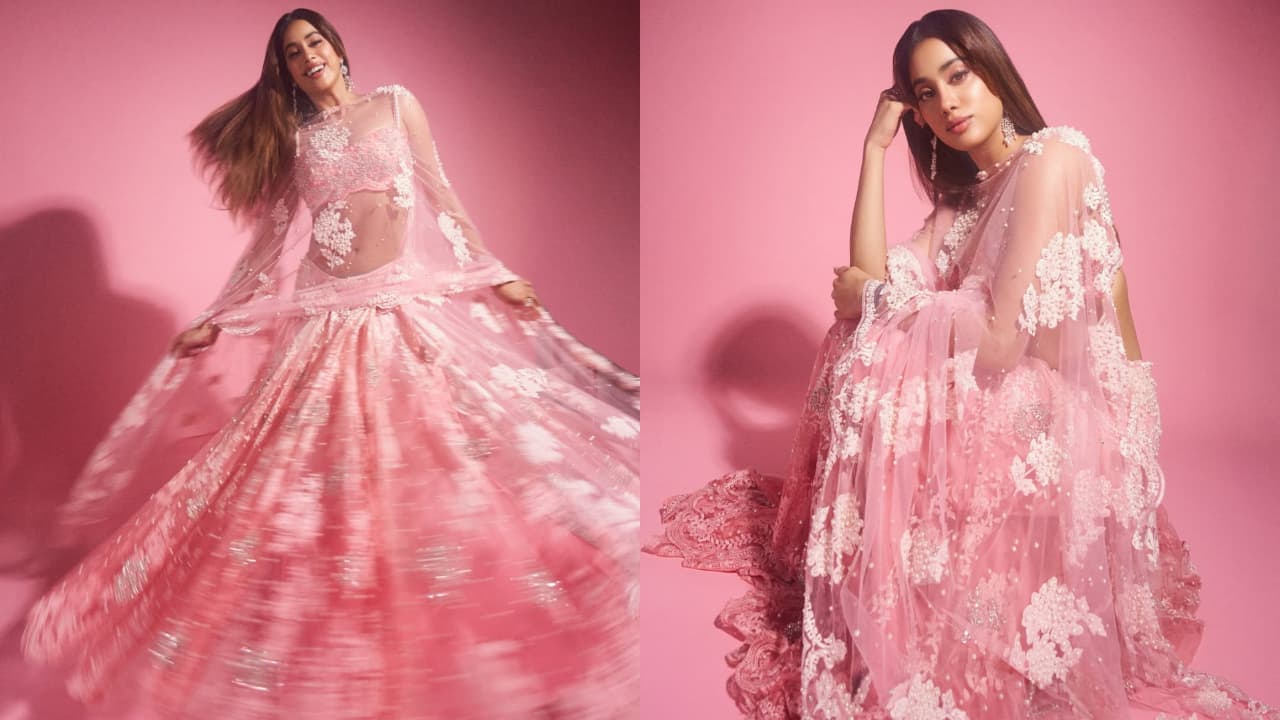 Janhvi Kapoor’s Rs 6.45 lakh pink Manish Malhotra lehenga steals the spotlight at Sunny Sanskari Ki Tulsi Kumari trailer launch