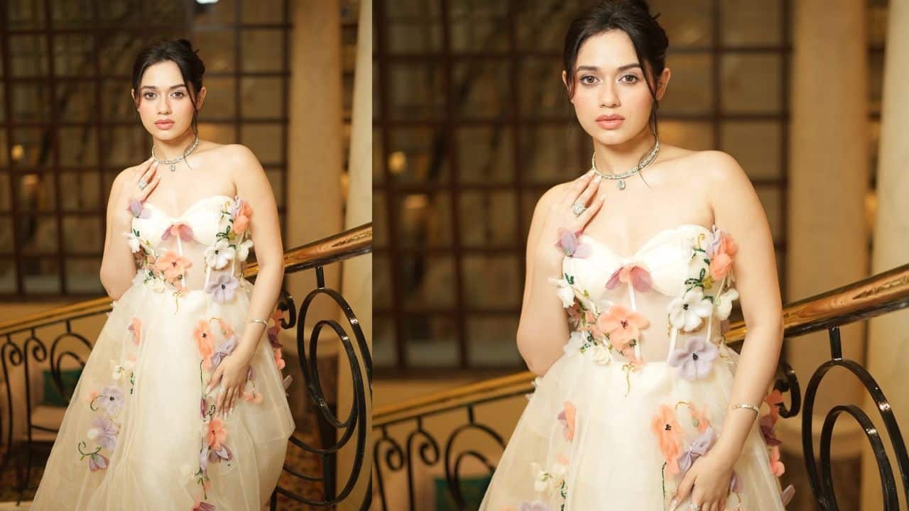 Graceful and chic  The floral applique gown feels straight out of a fairytale, but Jannat’s soft expressions and natural charm make it even dreamier. She aces it by keeping the vibe delicate yet impactful.