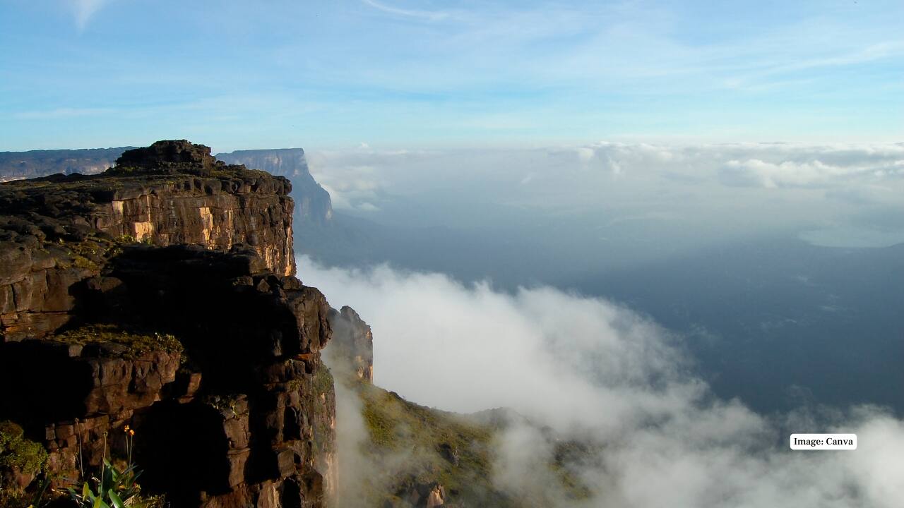 7. Mount Roraima, Venezuela The steep slopes of this mountain top are usually above the clouds and thus give the illusion of an island in the sky.  (Image: Canva)