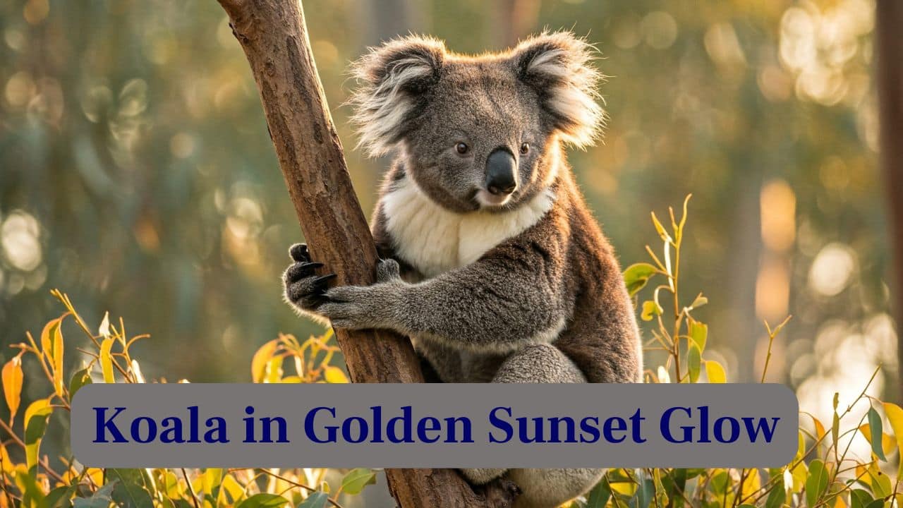 4. Koala in Golden Sunset Glow: Perched quietly on high branches, this koala basks in golden sunlight, capturing the essence of Australia’s serene natural beauty. (Image: Canva)