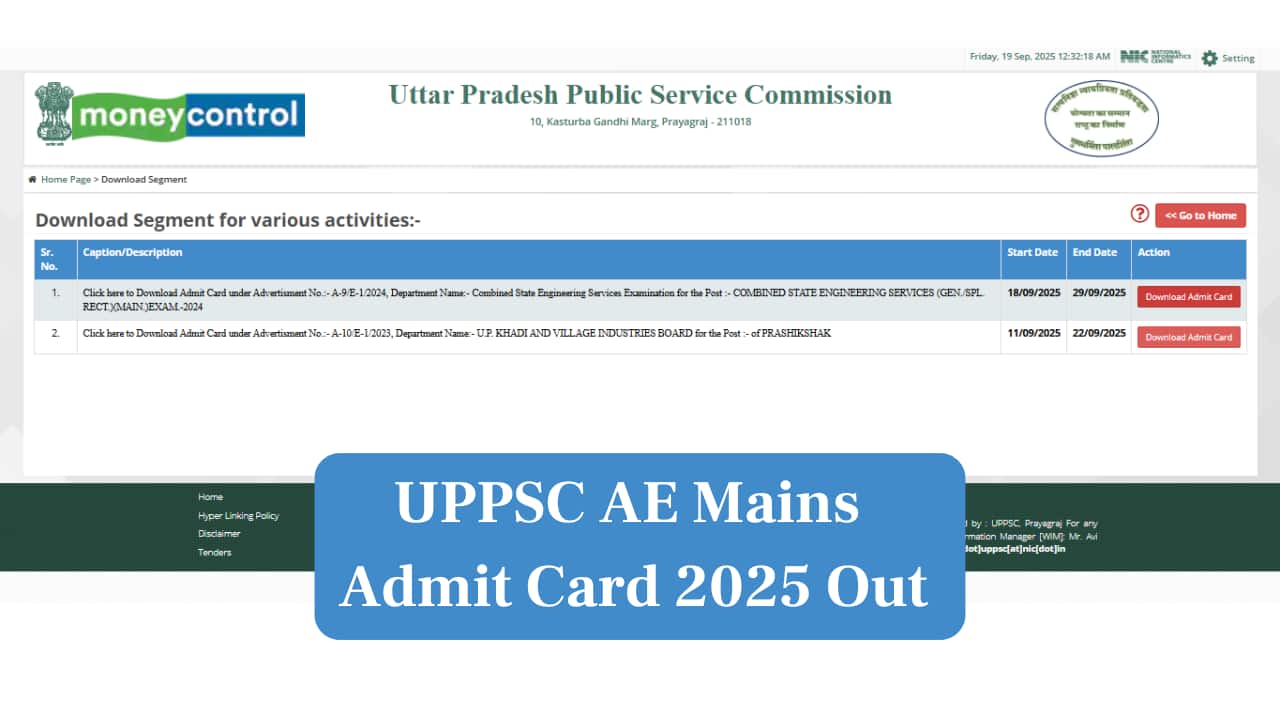 UPPSC AE Mains Admit Card 2025 Out at uppsc.up.nic.in; Link to download here