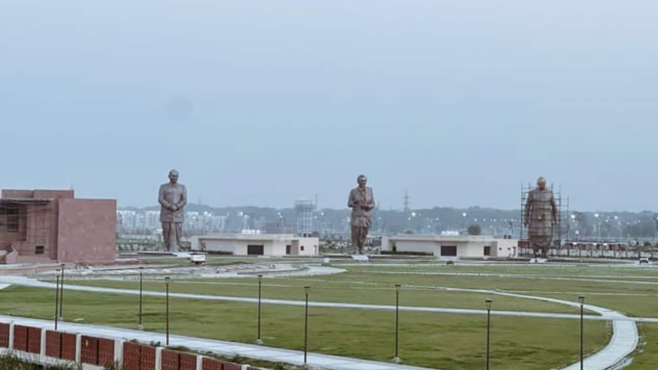 See in pics: Lucknow’s 65-acre lotus-shaped memorial with giant bronze statues