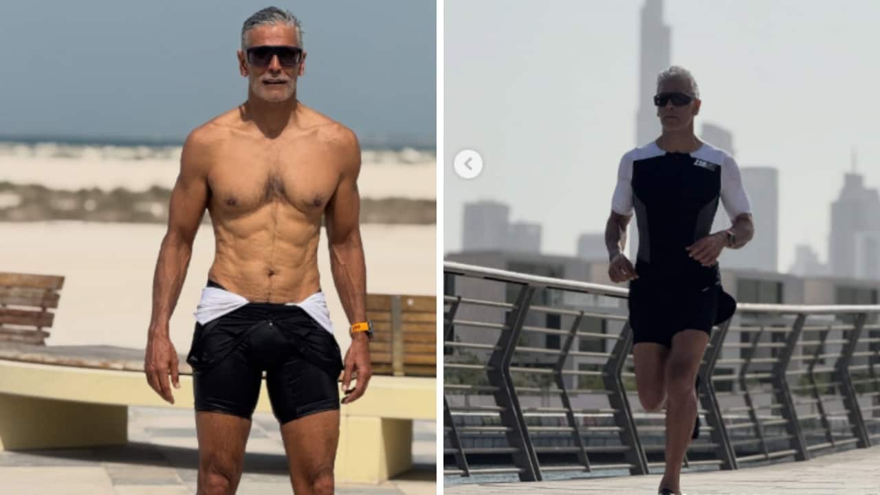 Milind Soman flaunts abs at 59; wife Ankita reveals ‘not one of those muscles were made in the gym’