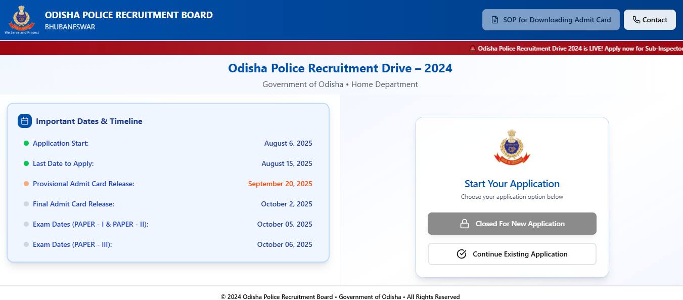 Odisha Police SI Admit Card 2025 OUT @ odishapolice.gov.in, direct link here