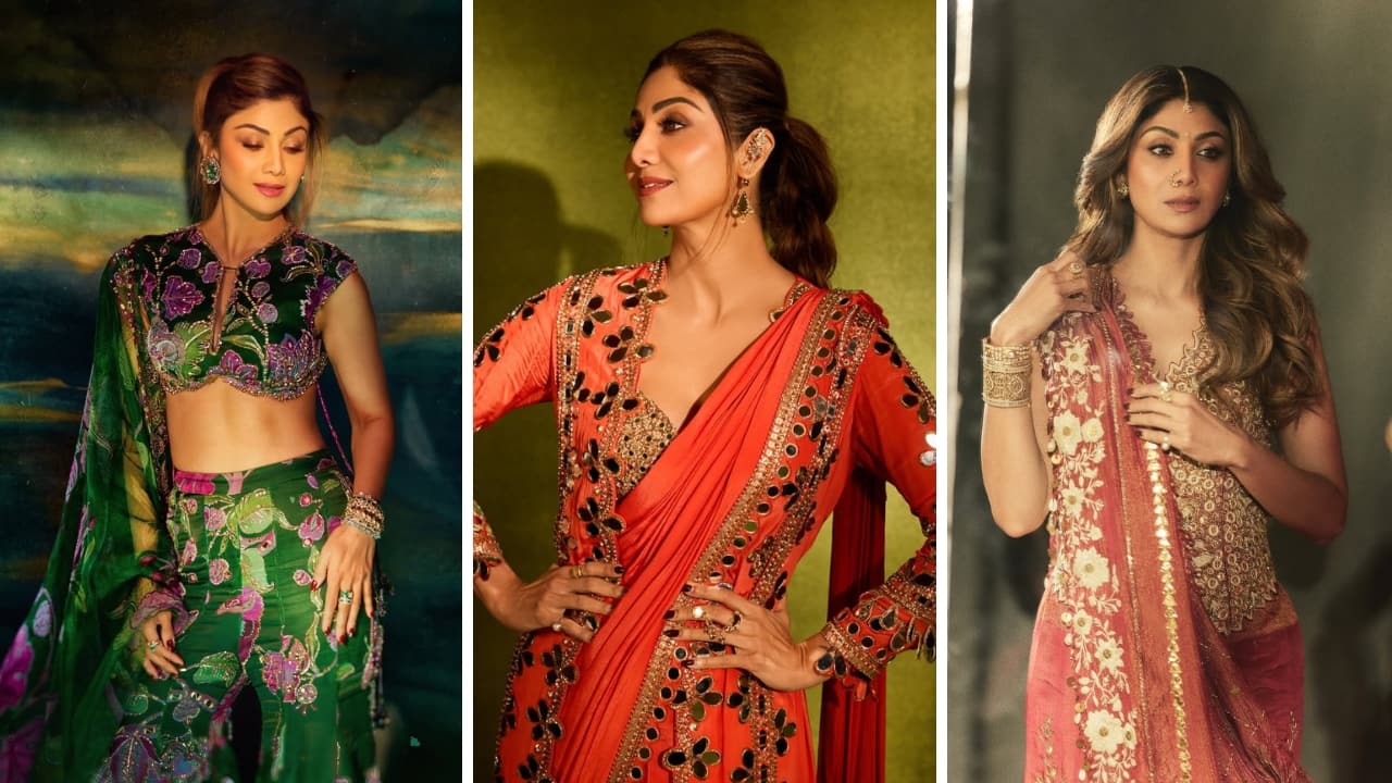 5 Shilpa Shetty–inspired modern Navratri outfits for those who love bold colours 5 Shilpa Shetty–inspired modern Navratri outfits for those who love bold colours